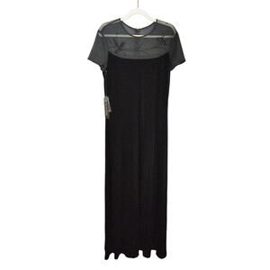 Crimson by Lawrence Kurtz Dress Womens 16 Black Velvet Long Beaded New‎